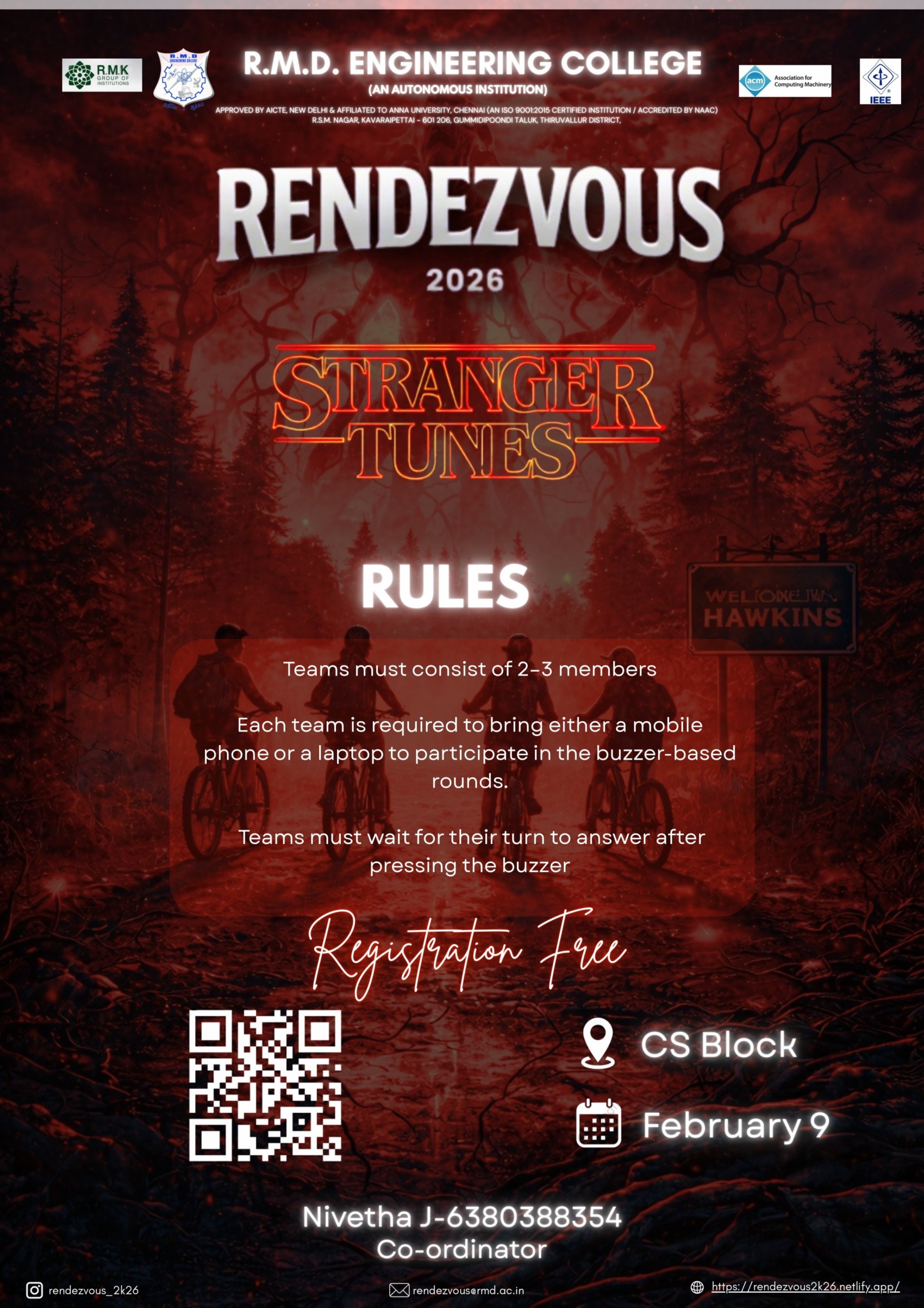 STRANGER TUNES 2026 Inter-College Entertainment Event Poster 